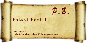 Pataki Berill névjegykártya